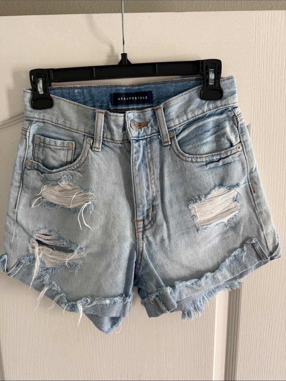 Aeropostale Light Blue Distressed Denim Cutoff Shorts